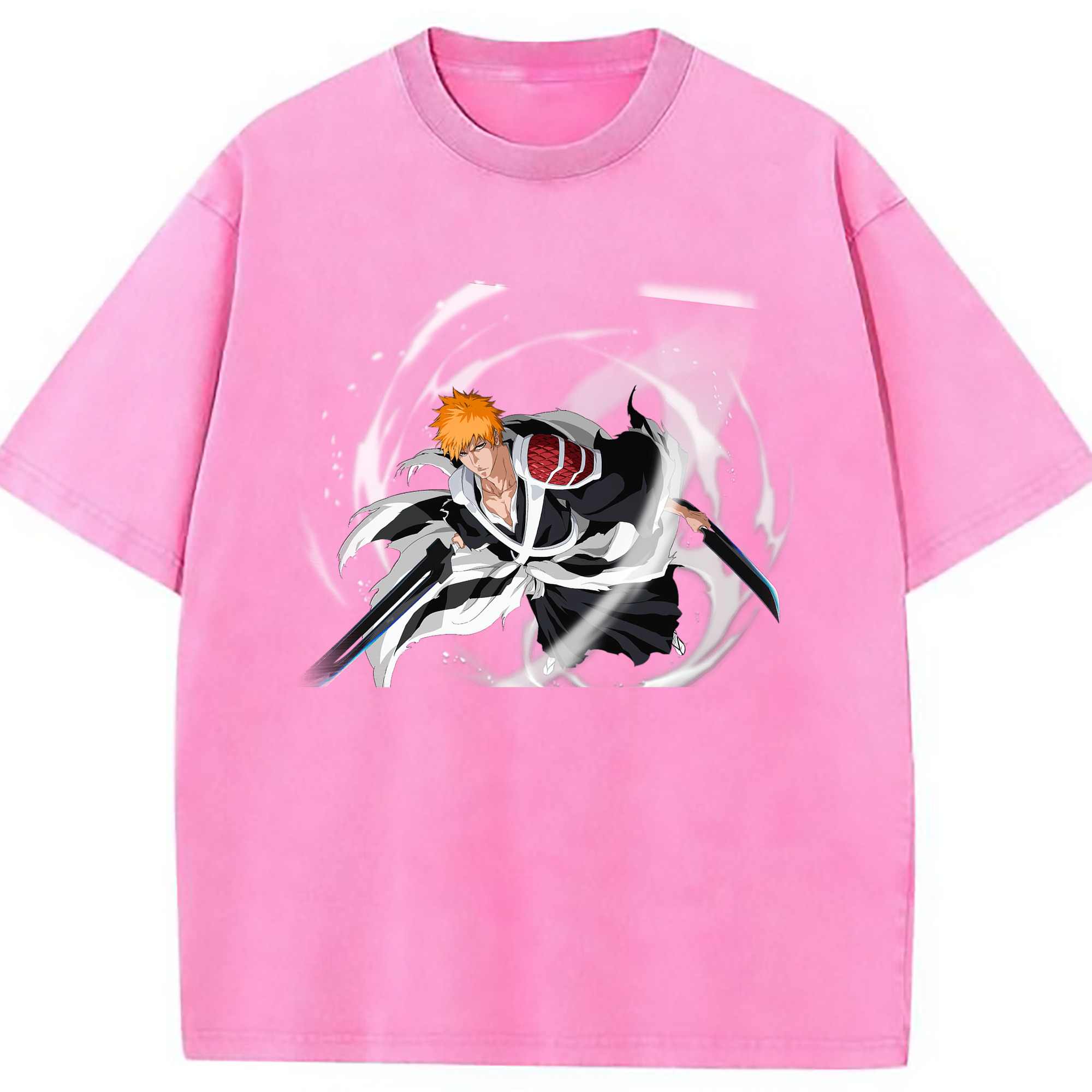 （画像用） ブリーチ 黒崎一護（くろさき いちご）BLEACH Kurosaki Ichigo 綿100% ヴィンテージ風 半袖Tシャツ（フロントプリント）